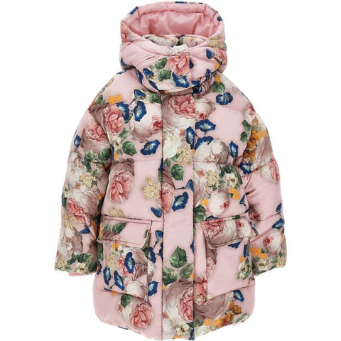Monnalisa Girls Pink Floral Coat Monnalisa Girls Pink Floral Coat