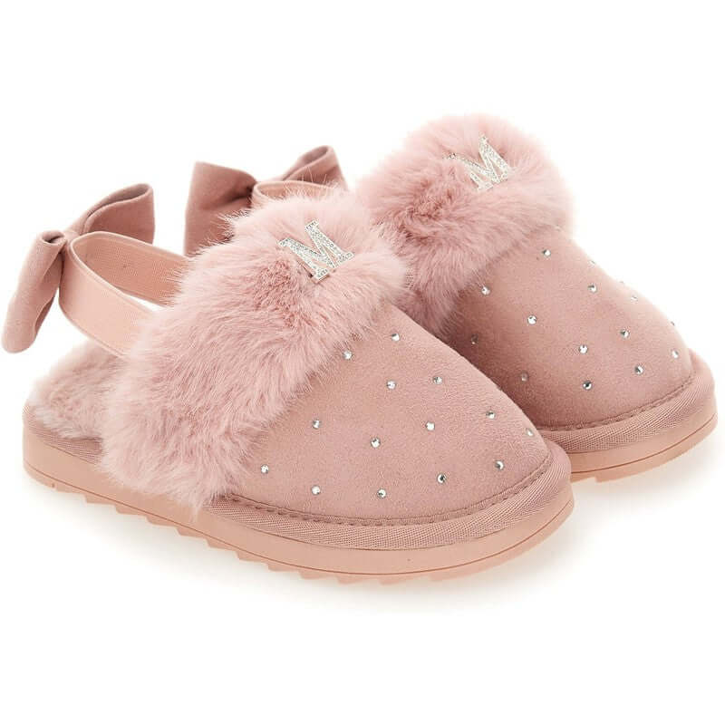 Monnalisa Girls Pink Fluffy Shoes Monnalisa Girls Pink Fluffy Shoes