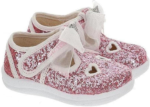 Monnalisa Girls Pink Glitter Shoes Monnalisa Girls Pink Glitter Shoes
