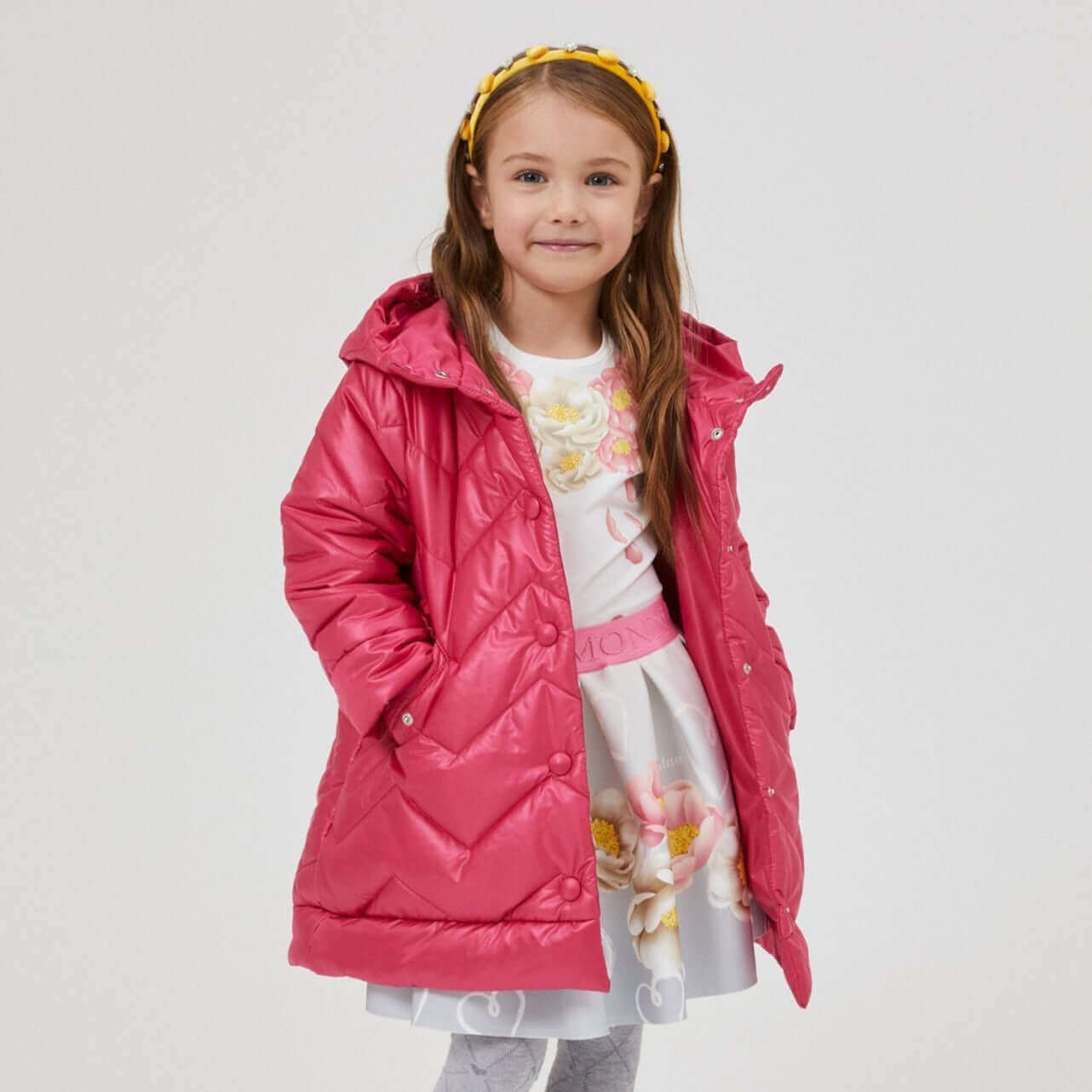 Monnalisa Girls Pink Quilted Jacket Monnalisa Girls Pink Quilted Jacket