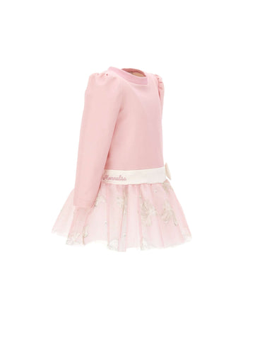 Monnalisa Girls Pink Tulle Dress Monnalisa Girls Pink Tulle Dress