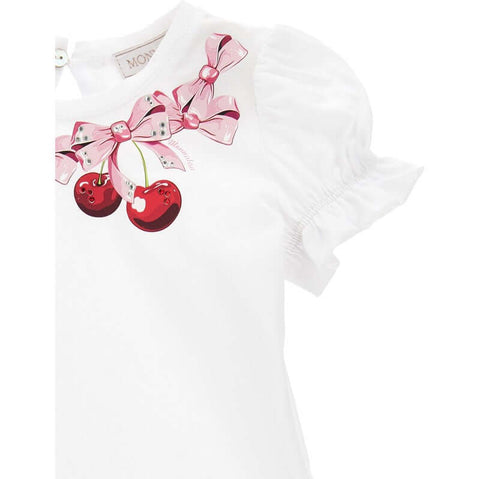 Monnalisa Girls White Cherry T-shirt Monnalisa Girls White Cherry T-shirt