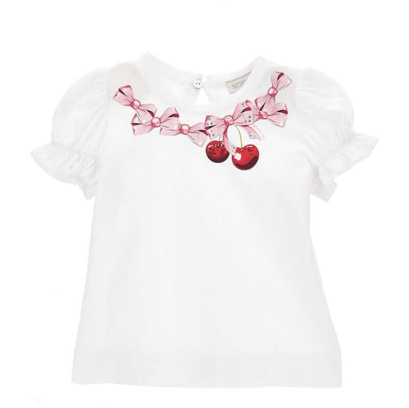Monnalisa Girls White Cherry T-shirt Monnalisa Girls White Cherry T-shirt