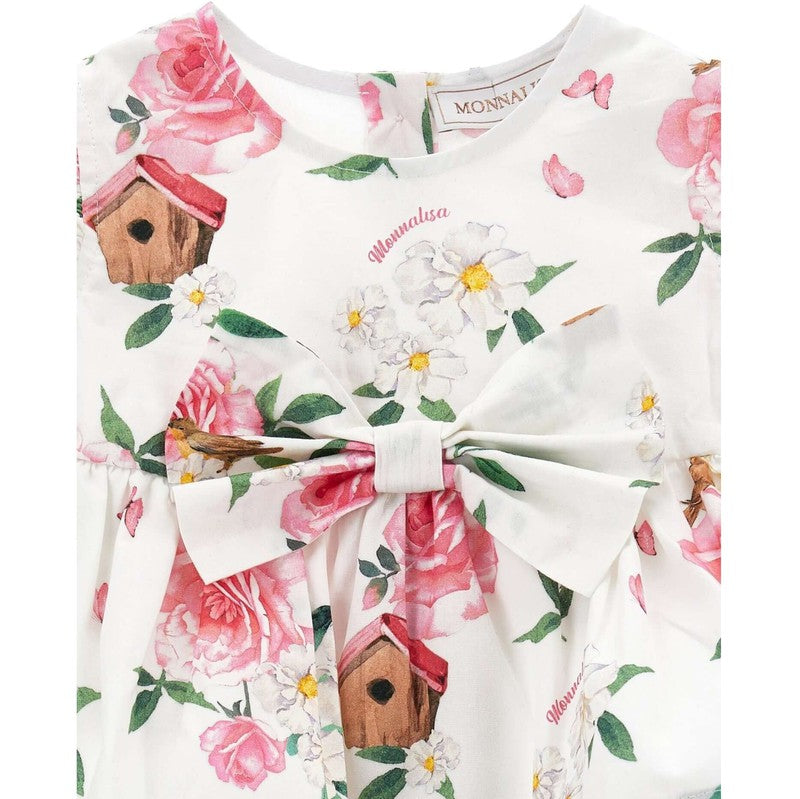 Monnalisa Girls White Floral Shirt Monnalisa Girls White Floral Shirt