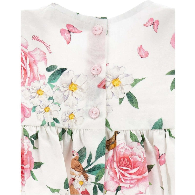 Monnalisa Girls White Floral Shirt Monnalisa Girls White Floral Shirt