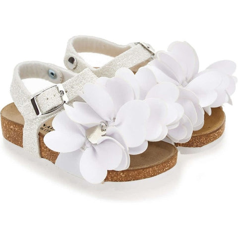 Monnalisa Girls White Flower Sandals Monnalisa Girls White Flower Sandals