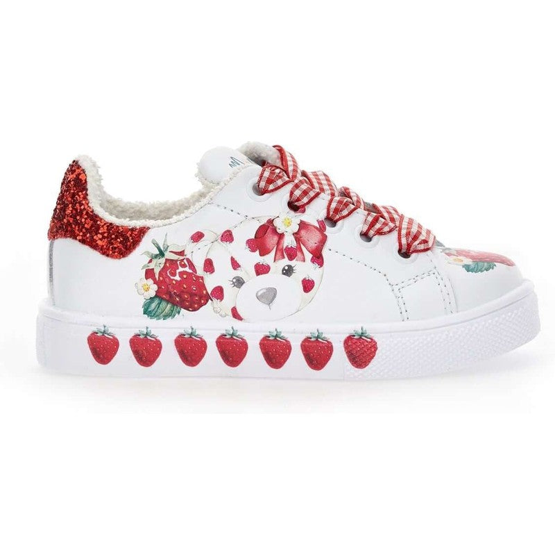 Monnalisa Girls White Strawberry Trainer Monnalisa Girls White Strawberry Trainer