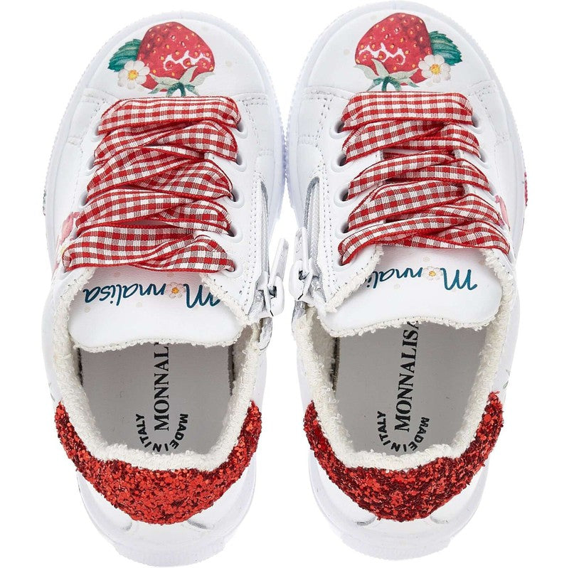 Monnalisa Girls White Strawberry Trainer Monnalisa Girls White Strawberry Trainer