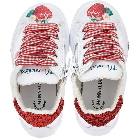 Monnalisa Girls White Strawberry Trainer Monnalisa Girls White Strawberry Trainer