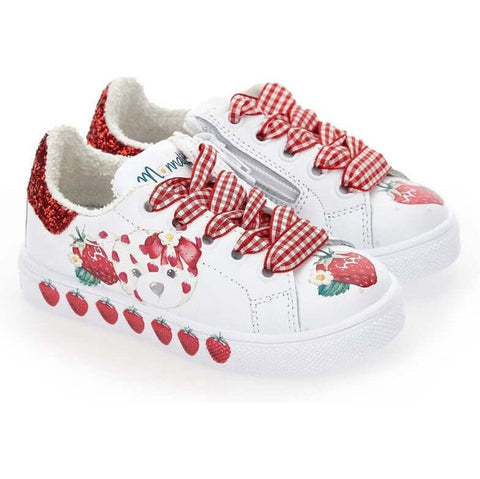 Monnalisa Girls White Strawberry Trainer Monnalisa Girls White Strawberry Trainer