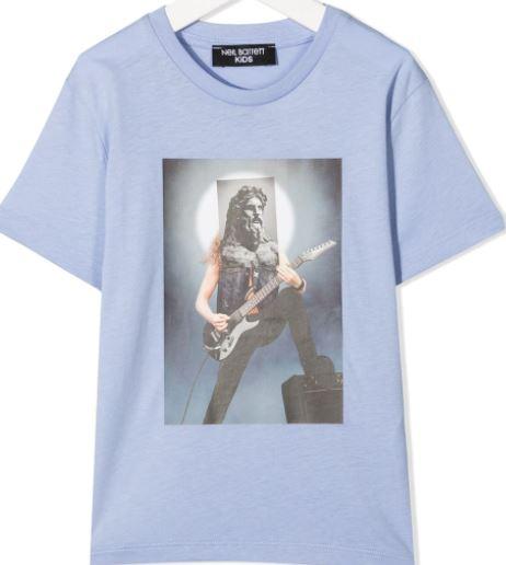 Neil Barrett Boys Blue Rockstar Jersey T-Shirt Neil Barrett Boys Blue Rockstar Jersey T-Shirt