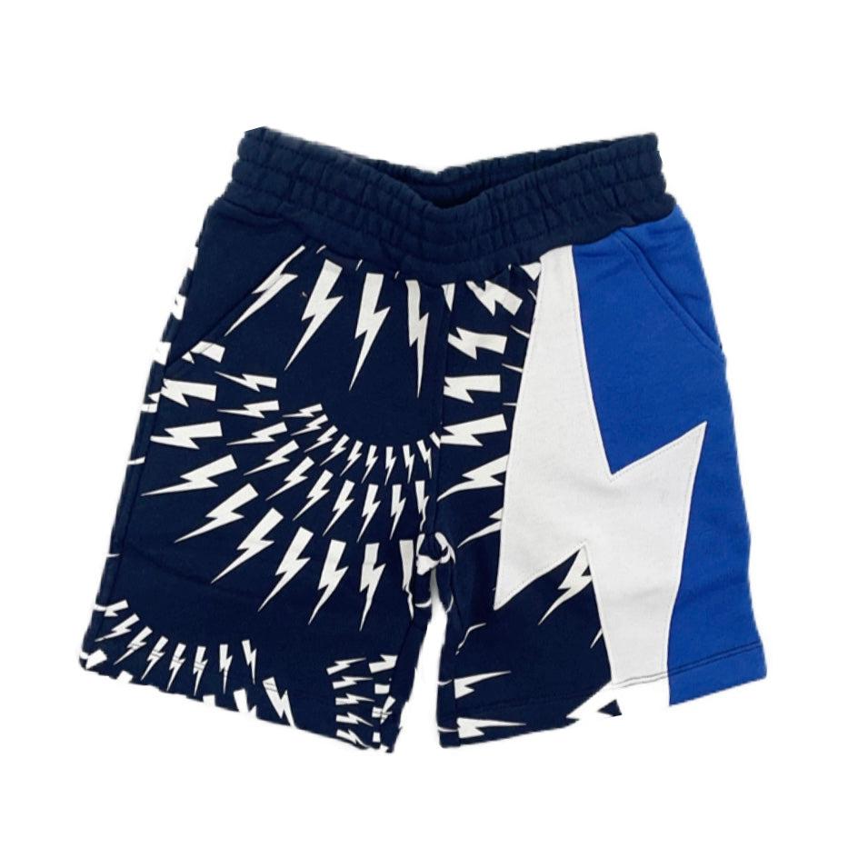 Neil Barrett Boys Blue Thunderbolt Jersey Shorts Neil Barrett Boys Blue Thunderbolt Jersey Shorts