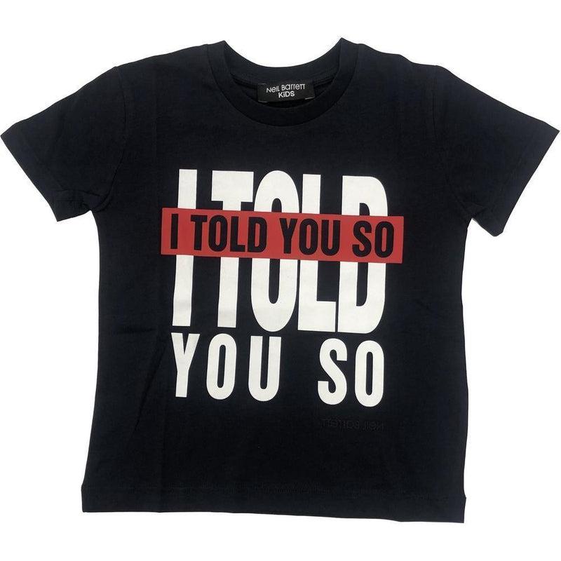 Neil Barrett Boys Cotton Navy " I told you so " T-Shirt Neil Barrett Boys Cotton Navy " I told you so " T-Shirt
