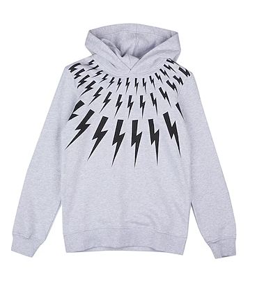 Neil Barrett Boys Grey Thunderbolt Hooded Sweatshirt Neil Barrett Boys Grey Thunderbolt Hooded Sweatshirt