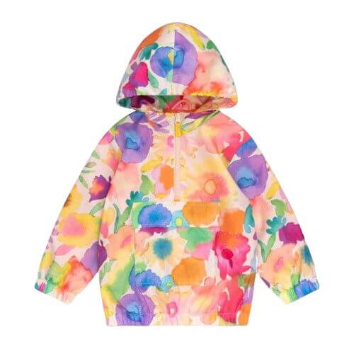 Oilily Girls Inky Flowers Half Zip Windbreaker Oilily Girls Inky Flowers Half Zip Windbreaker