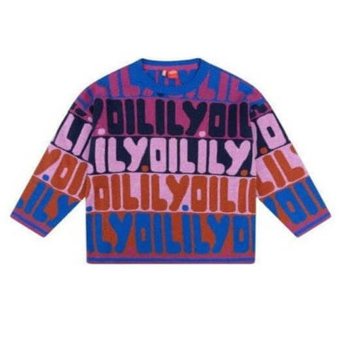 Oilily Girls Purple Rainbow Logo Sweater Oilily Girls Purple Rainbow Logo Sweater