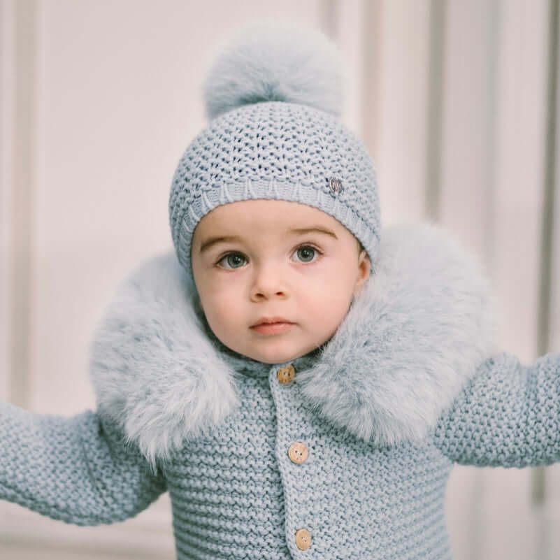 Paz Rodriguez Baby Boys Bambalina Blue Jacket with Faux Fur Paz Rodriguez Baby Boys Bambalina Blue Jacket with Faux Fur