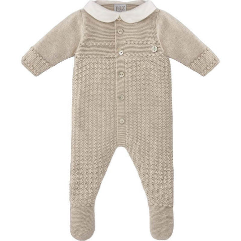 Paz Rodriguez Baby Boys Beige Knitted All In One Paz Rodriguez Baby Boys Beige Knitted All In One