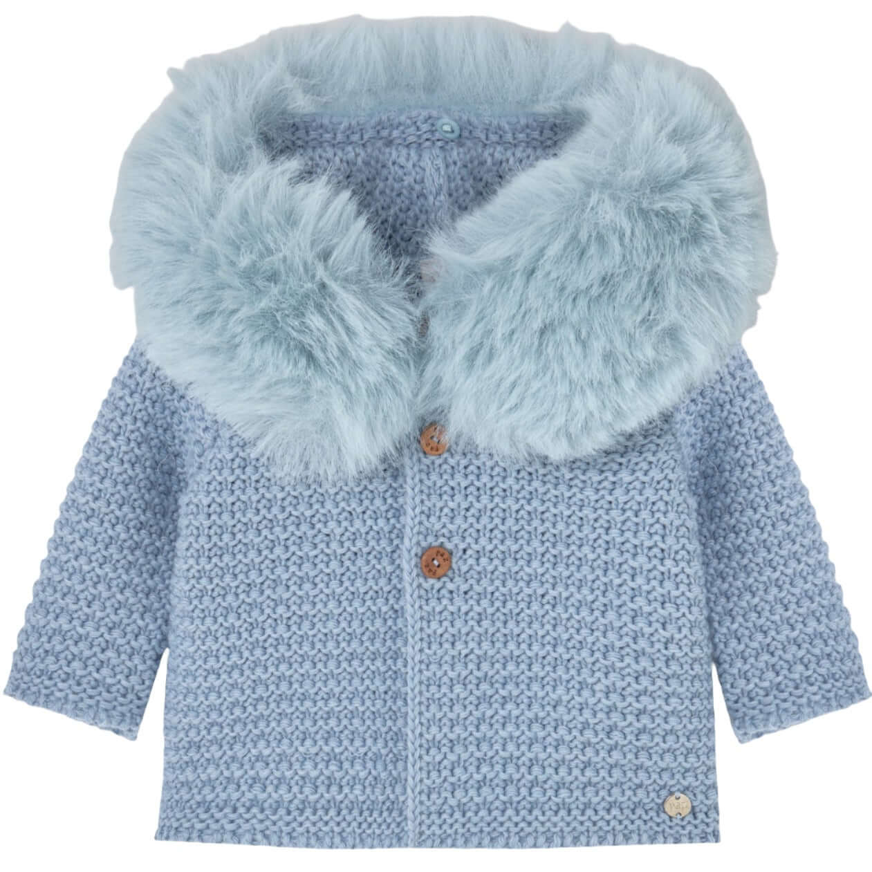 Paz Rodriguez Baby Boys Blue Knitted Faux Fur Jacket Paz Rodriguez Baby Boys Blue Knitted Faux Fur Jacket