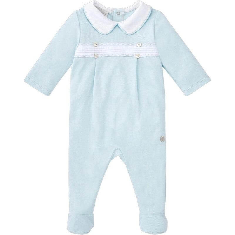 Paz Rodriguez Baby Boys Blue Pin Tuck Babygrow Paz Rodriguez Baby Boys Blue Pin Tuck Babygrow