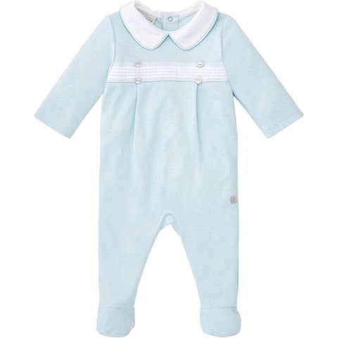 Paz Rodriguez Baby Boys Blue Pin Tuck Babygrow Paz Rodriguez Baby Boys Blue Pin Tuck Babygrow