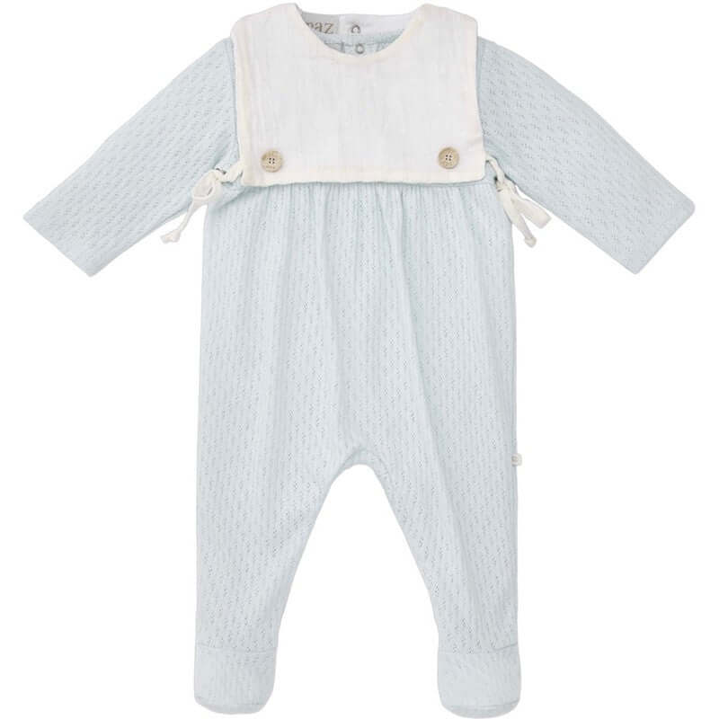 Paz Rodriguez Baby Boys Blue & White Lago Cotton Bib Babygrow Paz Rodriguez Baby Boys Blue & White Lago Cotton Bib Babygrow