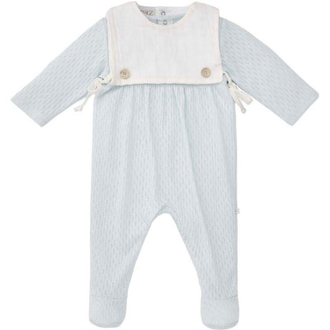 Paz Rodriguez Baby Boys Blue & White Lago Cotton Bib Babygrow Paz Rodriguez Baby Boys Blue & White Lago Cotton Bib Babygrow