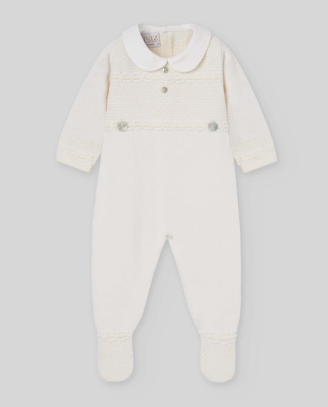 Paz Rodriguez Baby Boys Cream Knitted Babygrow Paz Rodriguez Baby Boys Cream Knitted Babygrow