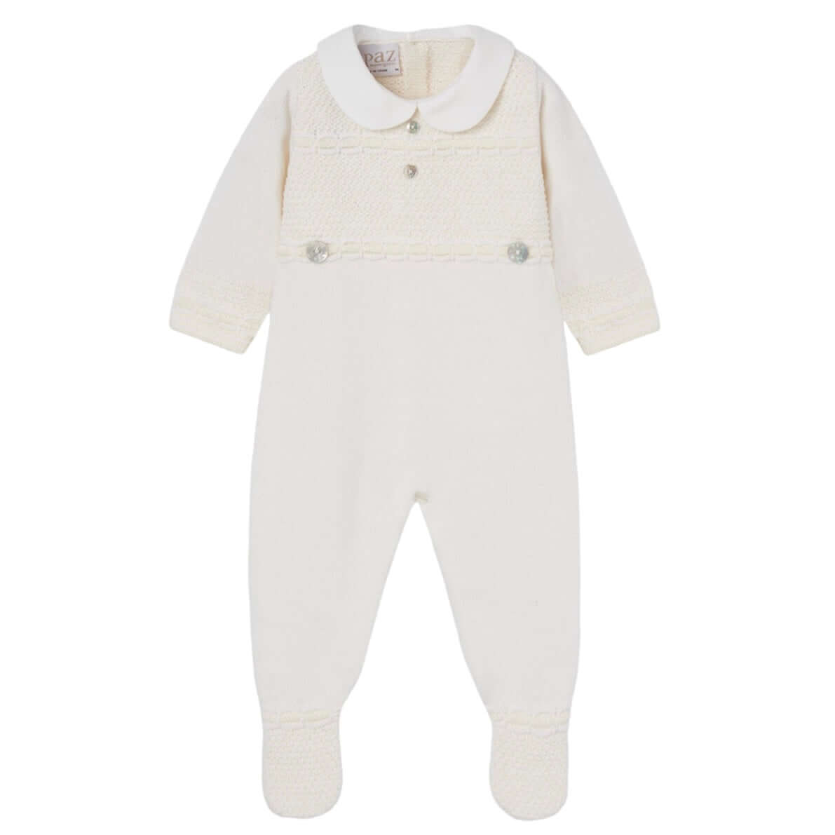 Paz Rodriguez Baby Boys Cream Knitted Babygrow Paz Rodriguez Baby Boys Cream Knitted Babygrow
