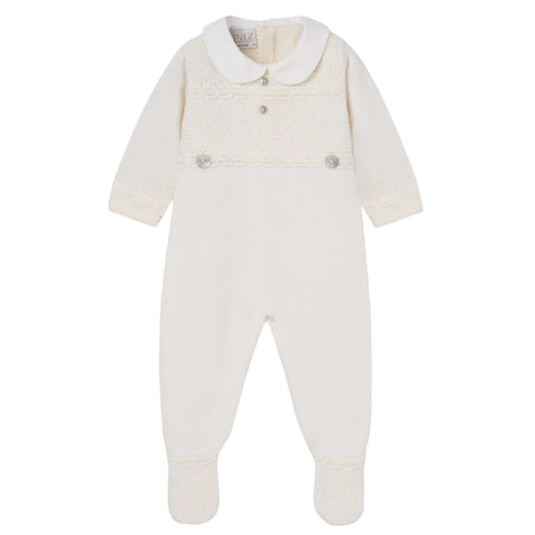 Paz Rodriguez Baby Boys Cream Knitted Babygrow Paz Rodriguez Baby Boys Cream Knitted Babygrow