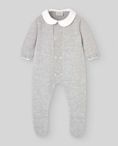 Paz Rodriguez Baby Boys Grey Knitted Babygrow Paz Rodriguez Baby Boys Grey Knitted Babygrow