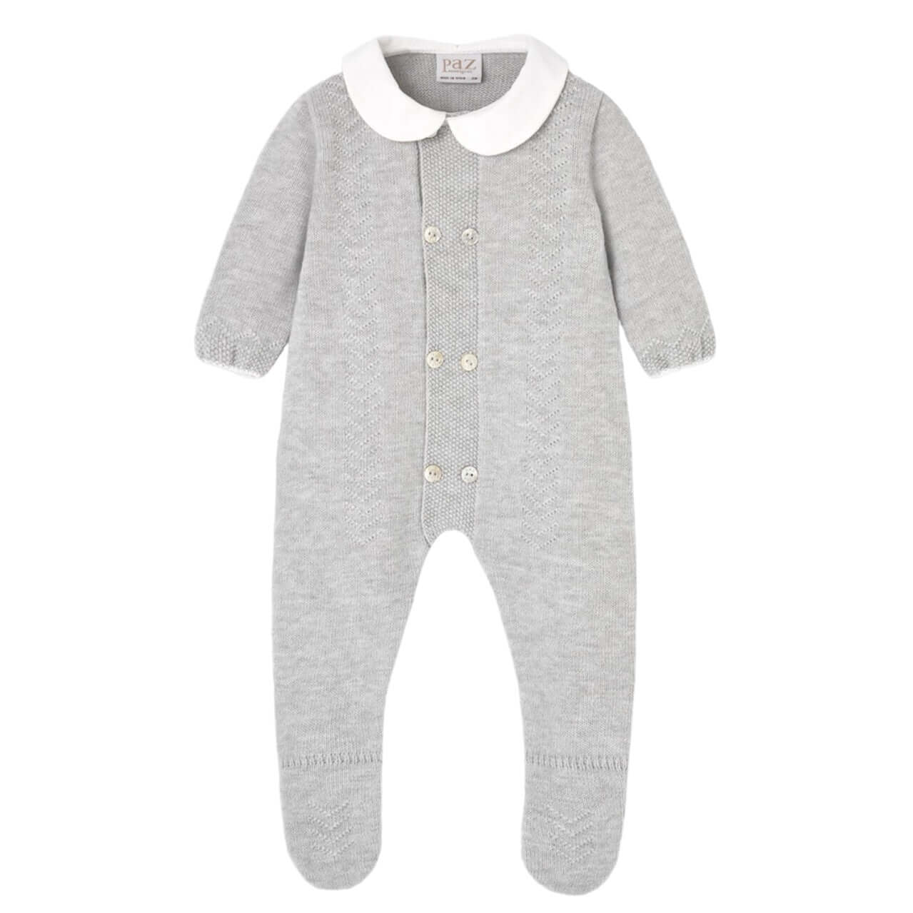 Paz Rodriguez Baby Boys Grey Knitted Babygrow Paz Rodriguez Baby Boys Grey Knitted Babygrow