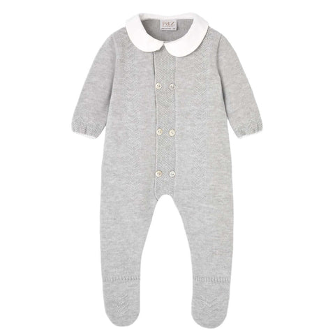 Paz Rodriguez Baby Boys Grey Knitted Babygrow Paz Rodriguez Baby Boys Grey Knitted Babygrow