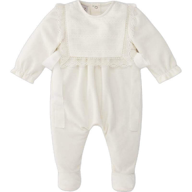 Paz Rodriguez Baby Girls Cream Bow Babygrow Paz Rodriguez Baby Girls Cream Bow Babygrow