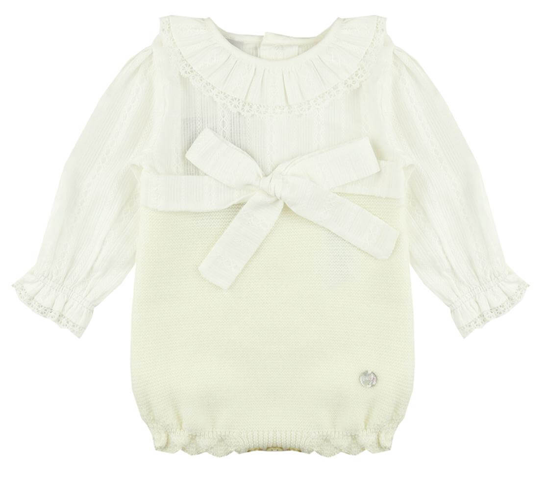 Paz Rodriguez Baby Girls Cream Knit Shortie with Cream Tights Paz Rodriguez Baby Girls Cream Knit Shortie with Cream Tights