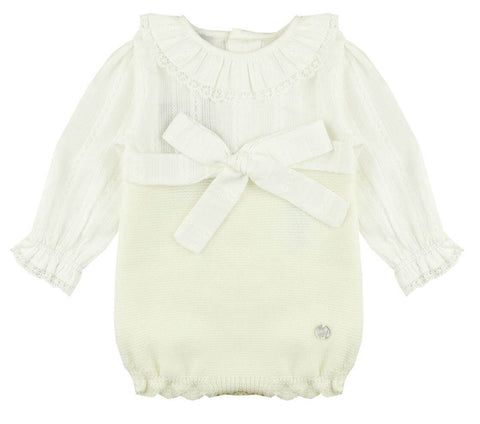 Paz Rodriguez Baby Girls Cream Knit Shortie with Cream Tights Paz Rodriguez Baby Girls Cream Knit Shortie with Cream Tights