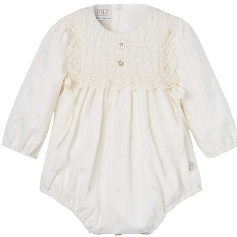 Paz Rodriguez Baby Girls Cream Lace Romper with Tights Paz Rodriguez Baby Girls Cream Lace Romper with Tights