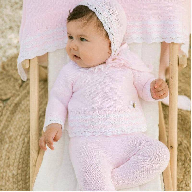 Paz Rodriguez Baby Girls Pink Aura Lace Collar Cotton Knit Set Paz Rodriguez Baby Girls Pink Aura Lace Collar Cotton Knit Set