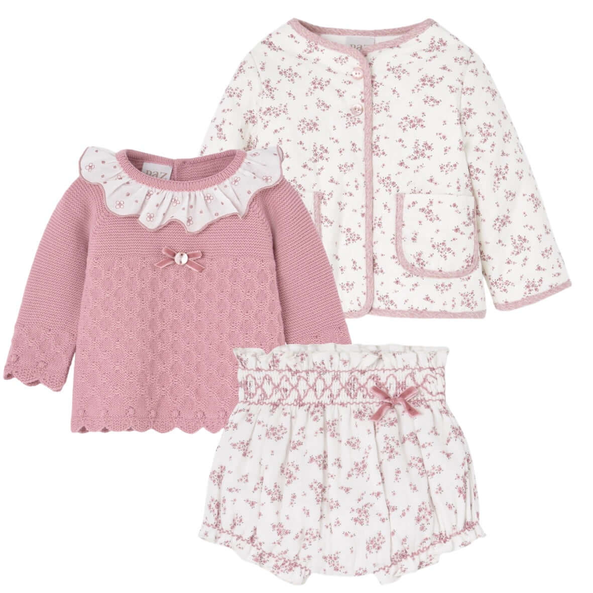 Paz Rodriguez Baby Girls Pink Floral 3 Piece Set Paz Rodriguez Baby Girls Pink Floral 3 Piece Set