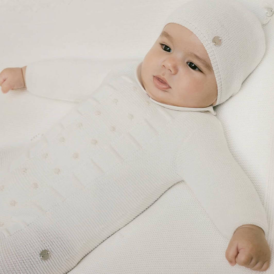 Paz Rodriguez Boys Cream Knitted Romper Paz Rodriguez Boys Cream Knitted Romper