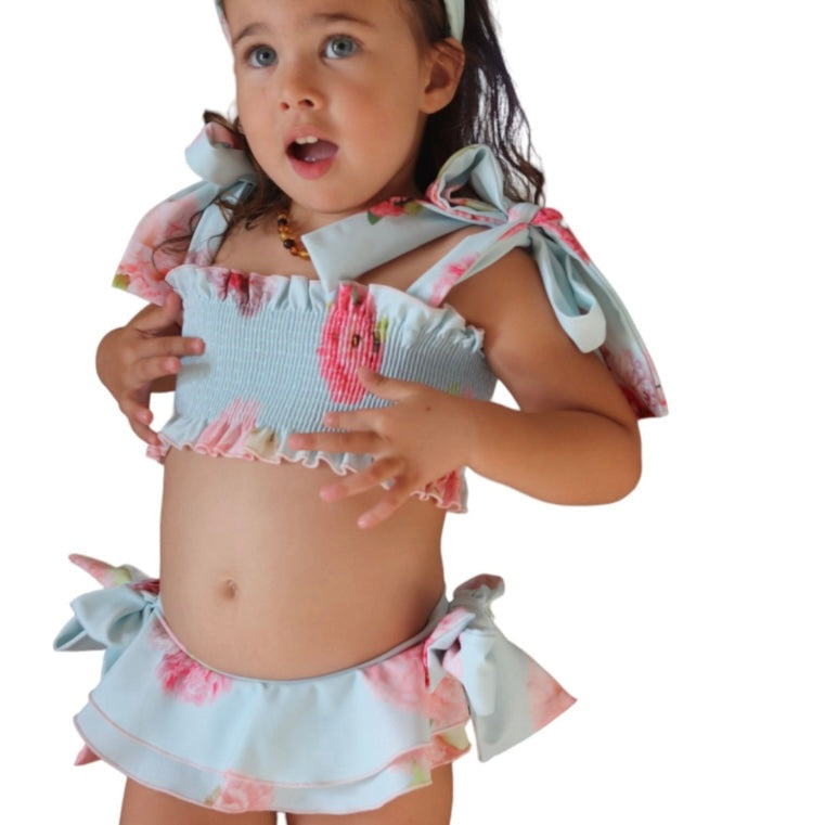 Phi Clothing Girls Aqua Flower Print Bikini Phi Clothing Girls Aqua Flower Print Bikini