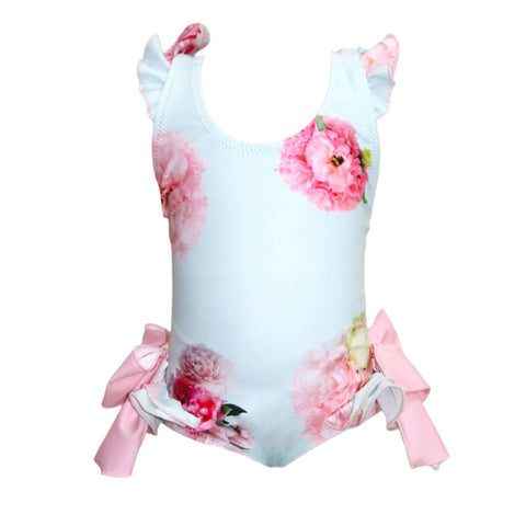 Phi Clothing Girls Aqua Rose Print Swimsuit Phi Clothing Girls Aqua Rose Print Swimsuit