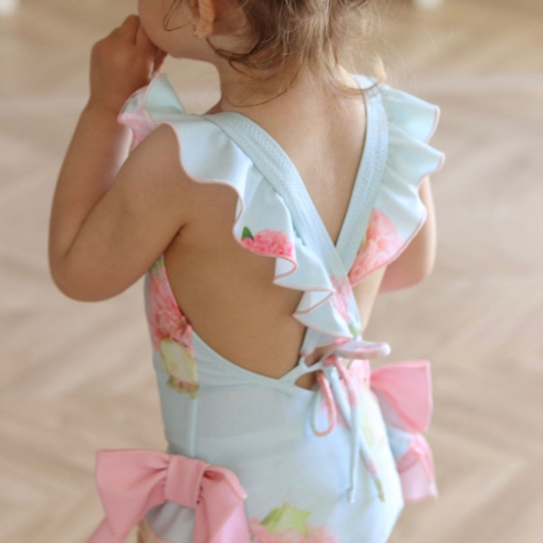 Phi Clothing Girls Aqua Rose Print Swimsuit Phi Clothing Girls Aqua Rose Print Swimsuit