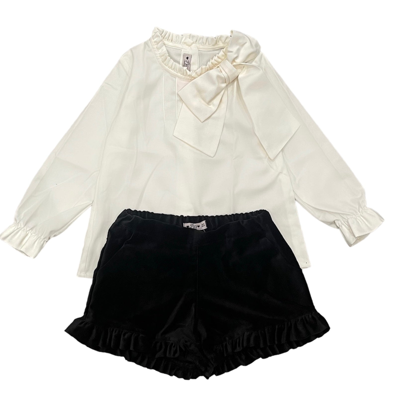 Phi Clothing Girls Black Velvet Shorts & Blouse Phi Clothing Girls Black Velvet Shorts & Blouse