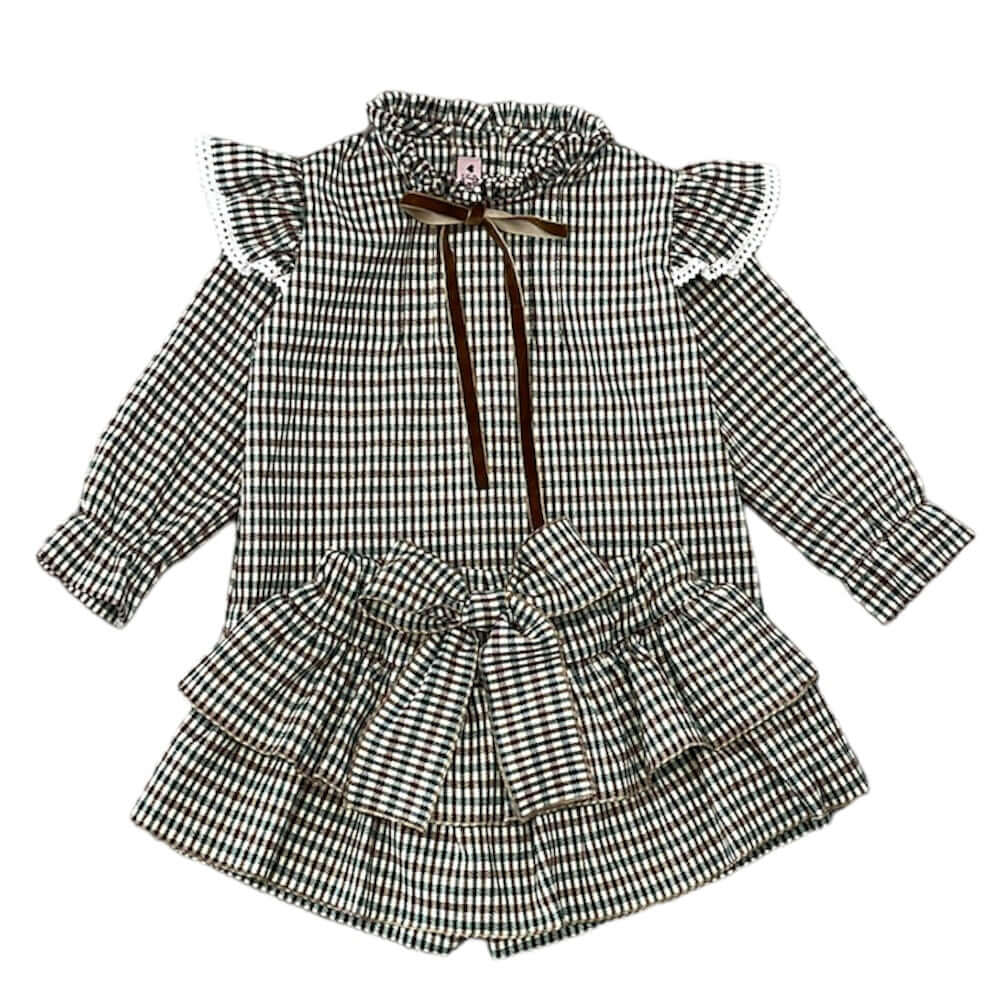 Phi Clothing Girls Brown Check Skort Set Phi Clothing Girls Brown Check Skort Set