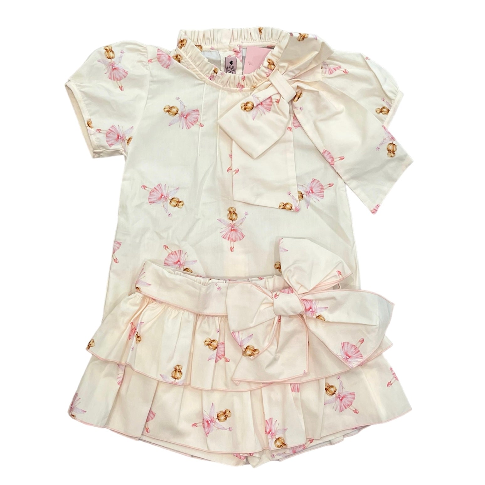 Phi Clothing Girls Pink Ballerina Blouse & skort Phi Clothing Girls Pink Ballerina Blouse & skort