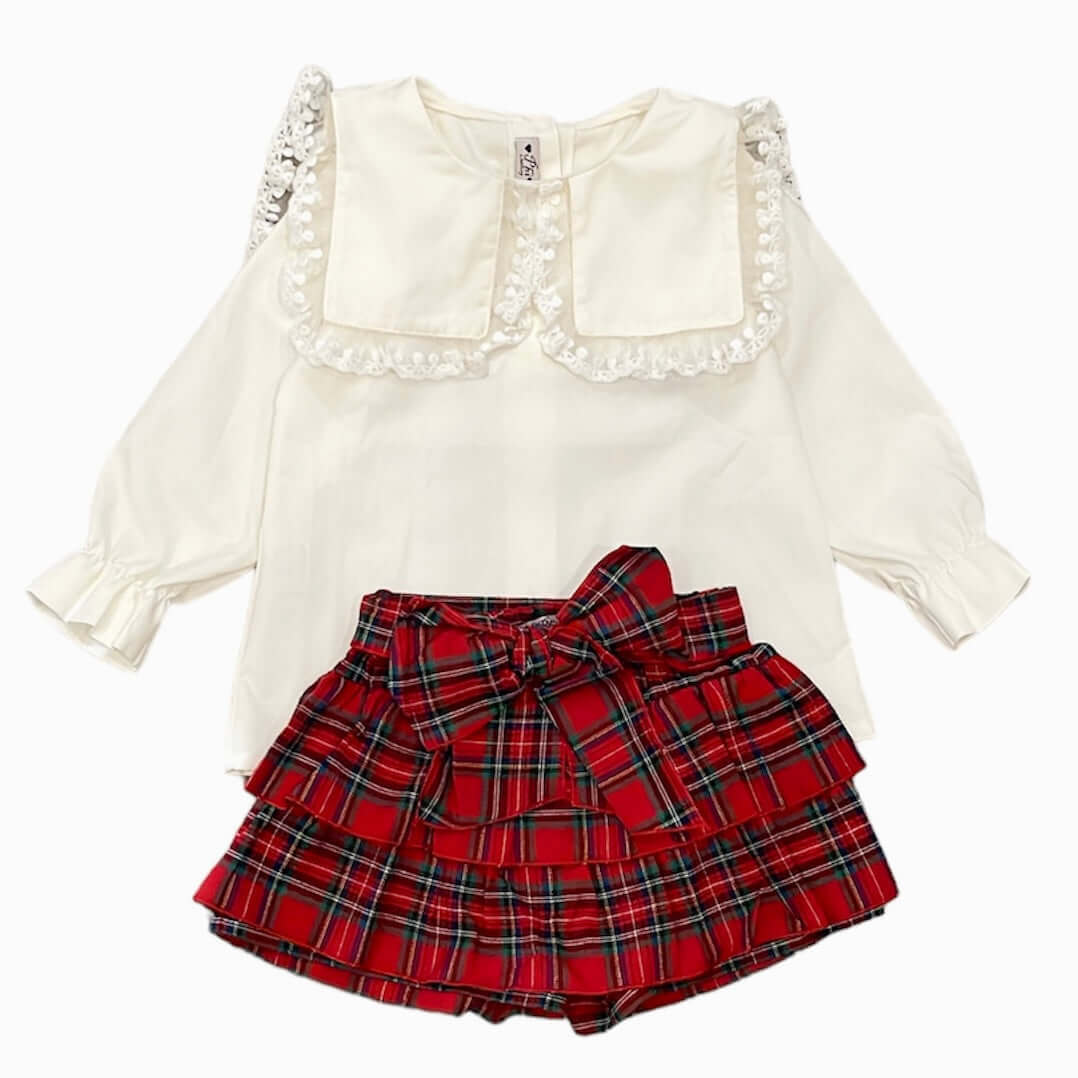 Phi Clothing Girls Red Tartan Skort & Blouse Phi Clothing Girls Red Tartan Skort & Blouse