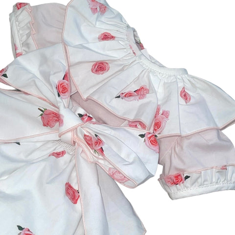 Phi Clothing Girls White Rose T-Shirt & Romper Phi Clothing Girls White Rose T-Shirt & Romper
