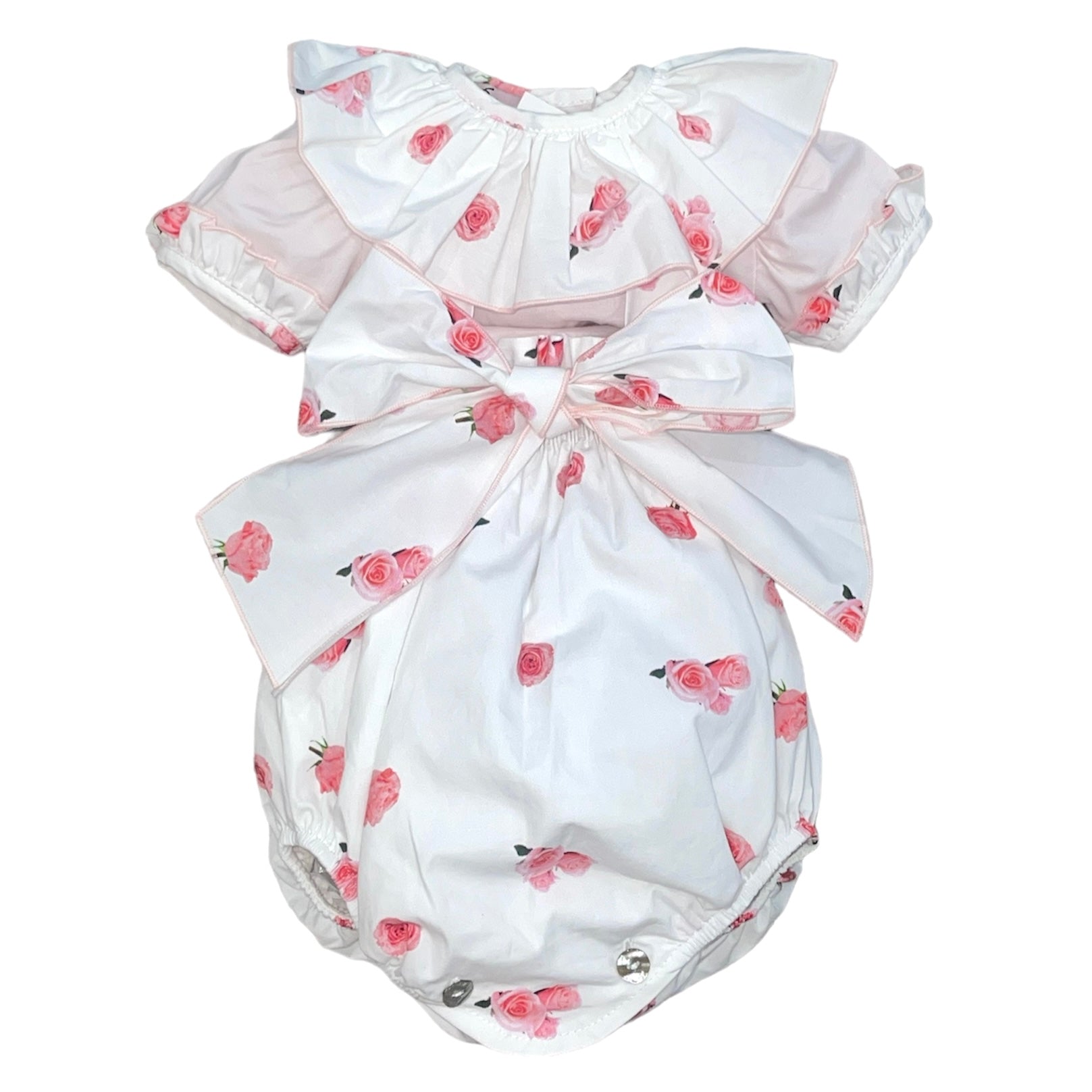 Phi Clothing Girls White Rose T-Shirt & Romper Phi Clothing Girls White Rose T-Shirt & Romper
