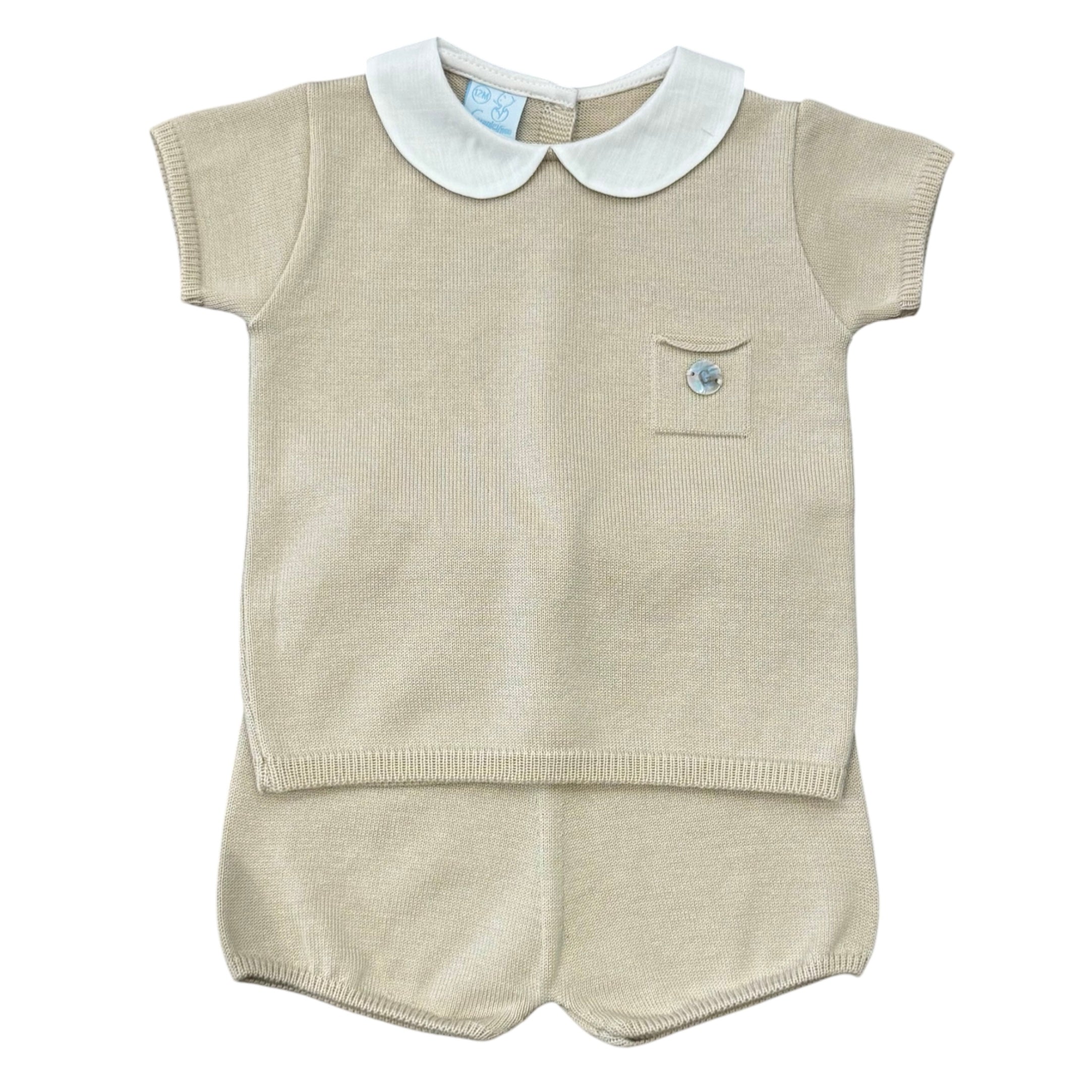 Granlei Baby Boys Beige Short Set Granlei Baby Boys Beige Short Set